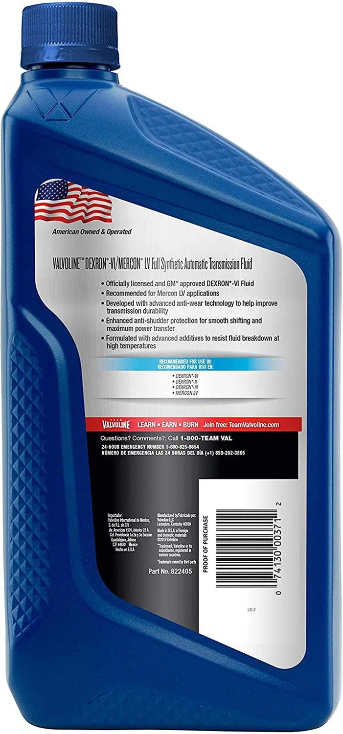822405 – VALVOLINE Auto Trans Fluid, Full Synthetic 1 Quart Bottle Case Of 6 - view 2